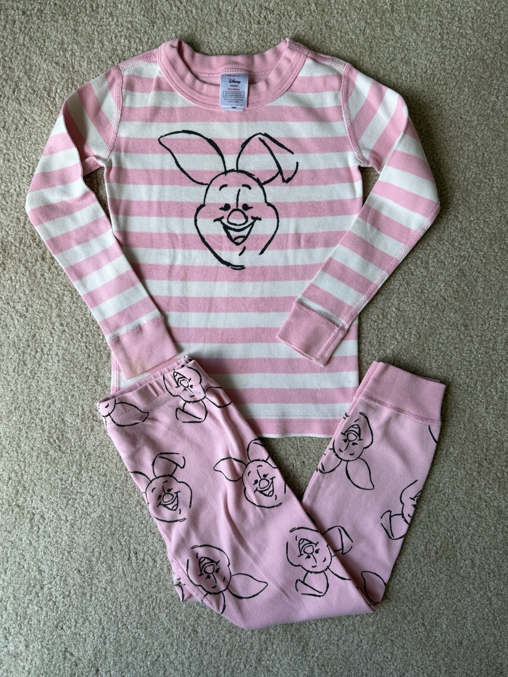 Hanna Andersson Pink & White Striped Piglet Pajama Set